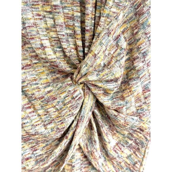 W5 ANTHROPOLOGIE Short Sleeve Multicolor Sweater Top W/  Knot Accent SZ M EUC - Picture 3 of 6